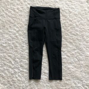 Lululemon Fast & Free High-Rise Reflective Crop Leggings 19” Black Compression